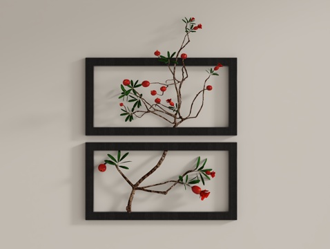 现代中古墙饰挂件su模型