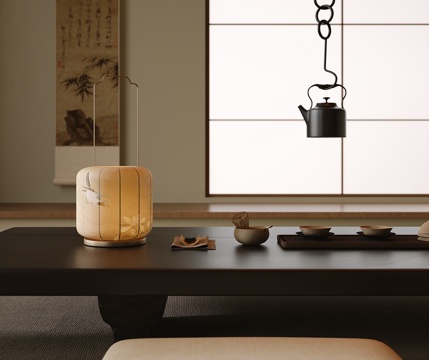 现代台灯 茶具摆件su模型