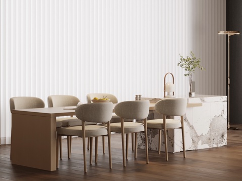 现代简约吧台 岛台 餐桌椅su模型