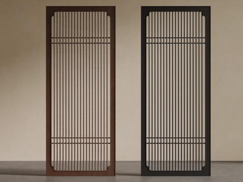 新中式花格 屏风隔断su模型