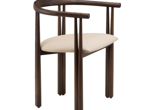 木质单椅 餐椅su模型