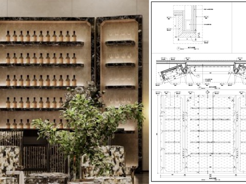 酒柜展柜 石材柜子 柜子节点图cad施工图