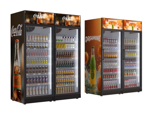 饮料柜 冷饮柜  啤酒饮料矿泉水 冷藏柜 保鲜柜 冰柜 冷柜su模型