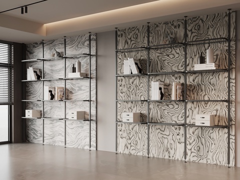 现代意式书架 置物架su模型