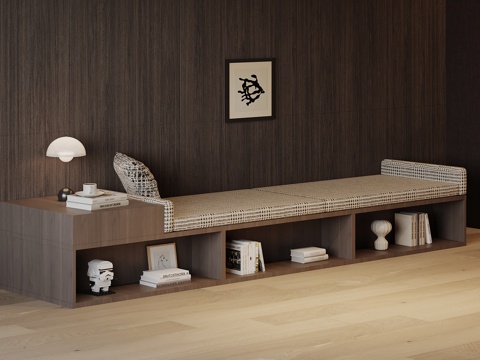 现代意式飘窗柜 飘窗垫su模型