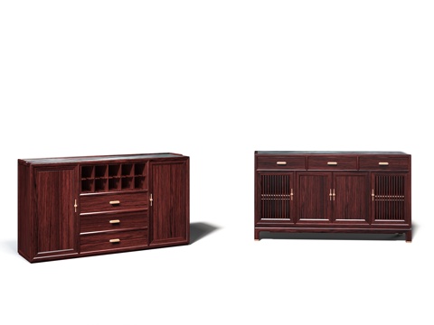  新中式宋式美学红木餐边柜3d模型 