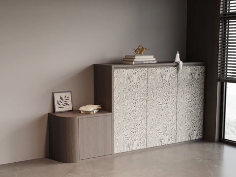 现代意式鞋柜 入户玄关柜 边柜su模型