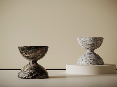  现代意式凳子 大理石圆凳3d模型 
