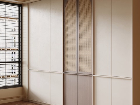  现代中古风衣柜3d模型 