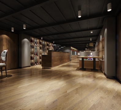  工业风酒店 轻吧 复古酒吧 茶吧 咖啡吧3d模型 