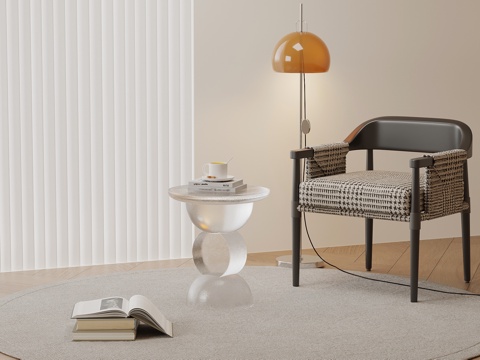 现代玻璃边几 圆几su模型