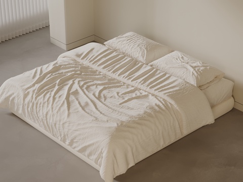 现代双人床 床品su模型