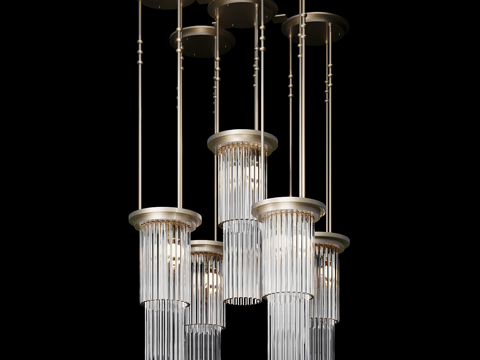  现代简约吊灯 轻奢吊灯 玻璃吊灯 餐厅吊灯 灯3d模型 