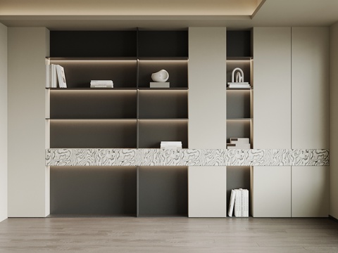 现代极简书柜 置物柜su模型