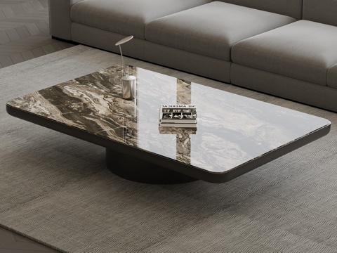  现代意式茶几 方形茶几3d模型 