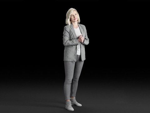  现代人物 三维人物 写字楼办公女士组合3d模型 