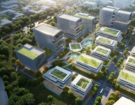 现代风格产业园 方形 空中绿化su模型