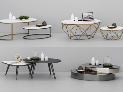  简欧北欧现代茶几组合模型3d模型 