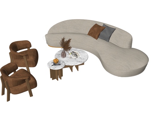 现代沙发组合su模型