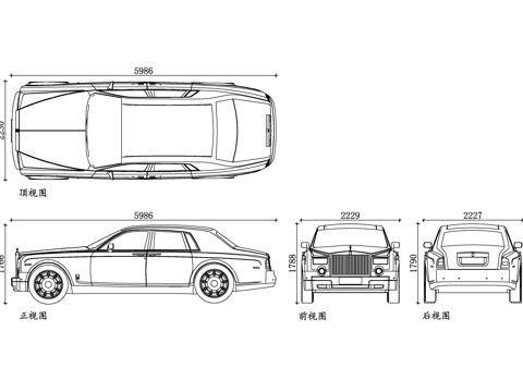 劳斯莱斯幻影 幻影豪华轿车 劳斯莱斯Phantom 幻影旗舰cad施工图