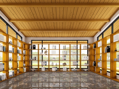  现代简约书房3d模型 