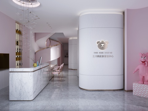  现代风格美容院美容院大厅美容院接待区前台3d模型 