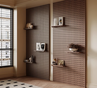 现代中古风洞洞板 置物架su模型