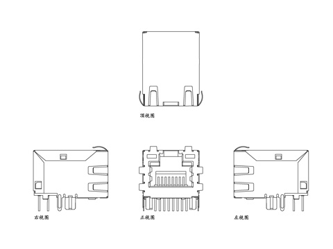 网线水晶头 网络水晶头 RJ45水晶头 以太网接头 网线接头cad施工图