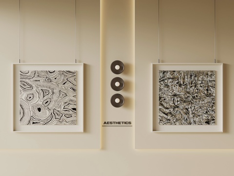 现代意式挂画 客厅抽象挂画su模型