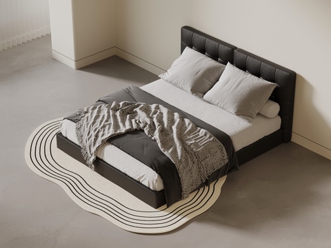  现代双人床3d模型 