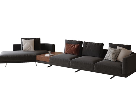 现代多人沙发 转角沙发su模型