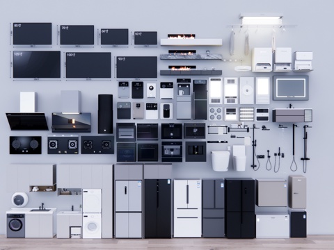 家具 电器 灯 燃气灶 冰箱 油烟机 微波炉 电视 电脑su模型