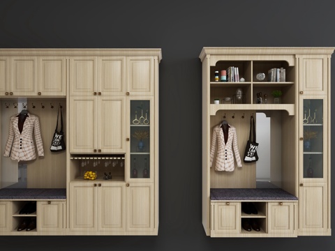  现代北欧鞋柜组合3d模型 