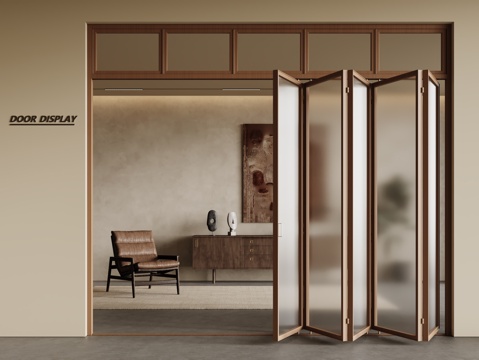 现代玻璃推拉门 长虹玻璃门 玻璃移门 折叠门su模型