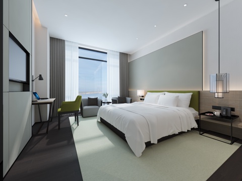  现代酒店客房3d模型 