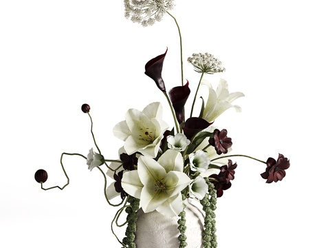  象牙雅致花艺套装433d模型 