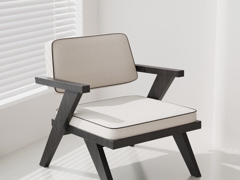 现代复古单人沙发 休闲沙发su模型