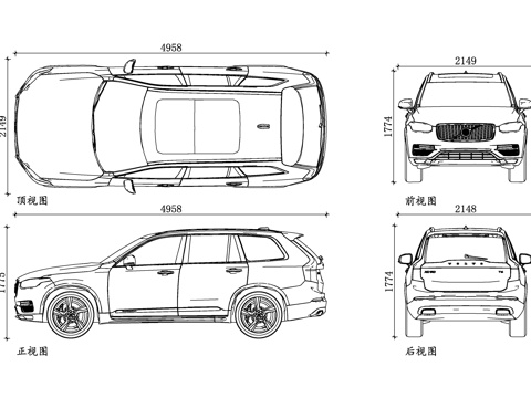 沃尔沃汽车 沃尔沃轿车 沃尔沃S60 沃尔沃XC90 沃尔沃cad施工图