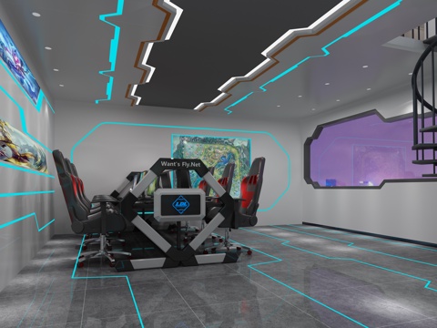  现代电竞游戏训练室 会议室比赛3d模型 