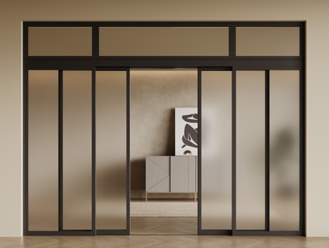  现代玻璃推拉门 长虹玻璃门 玻璃移门 折叠门3d模型 