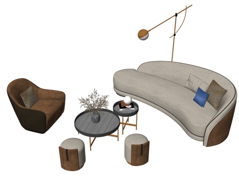 现代沙发组合su模型