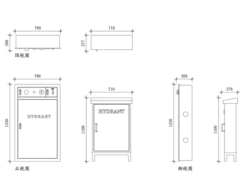 消防栓箱 消火栓箱 消防器材箱 室内消火栓箱 消防水带箱cad施工图