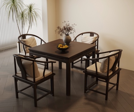 新中式餐桌 四人餐桌 八仙桌su模型