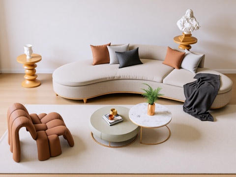 现代沙发组合su模型