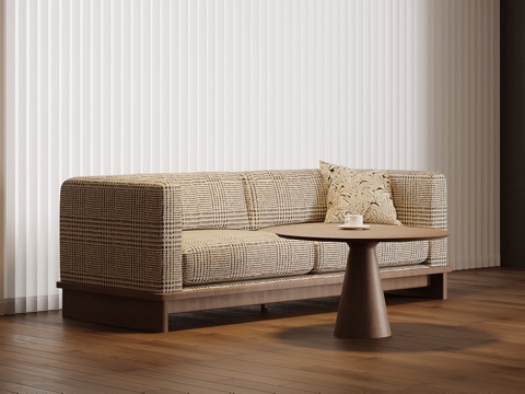 现代中古风沙发 双人沙发su模型