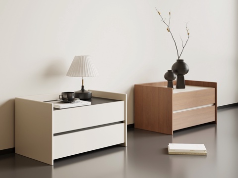 现代中古床头柜su模型