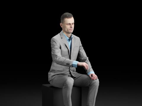  现代人物 三维人物 写字楼办公男士组合3d模型 