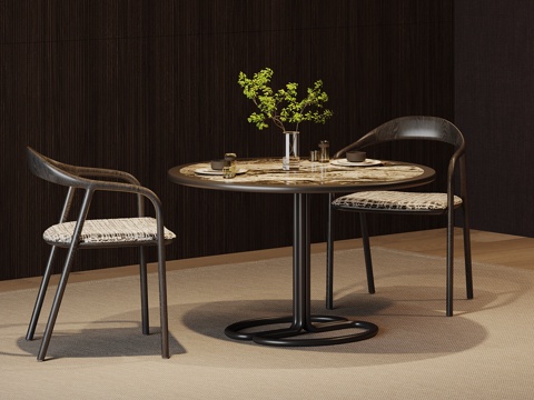 现代休闲桌椅 洽谈桌椅su模型