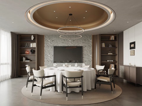 现代包厢 包间 餐桌椅su模型