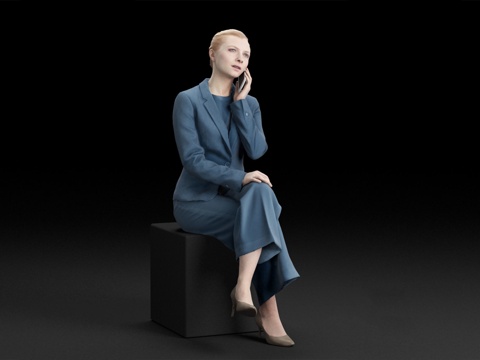  现代人物 三维人物 写字楼办公女士组合3d模型 